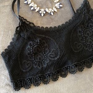 HP🌟 TOPSHOP Crochet Rib Lace Bralette Black Sz 8